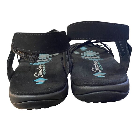 Skechers Reggae Slim Takes Two Strappy Sling Back Sandals Size 10 Black - Picture 2 of 6